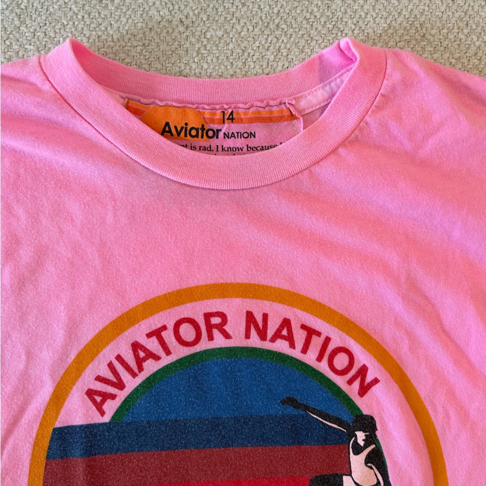 Aviator Nation Pink Tee with Retro Graphic